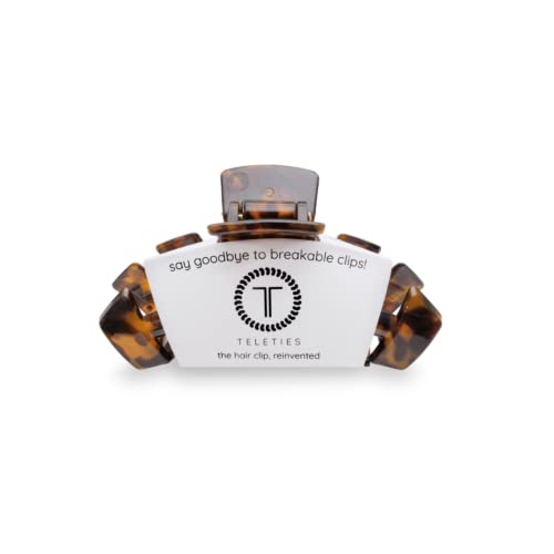 TELETIES - Large Hair Clip - Strong Grip, Bendable Teeth, Comfortable Curved Design - Ideal for Thick Hair - For All Hair Textures - Tortoise - color: Tortoise
