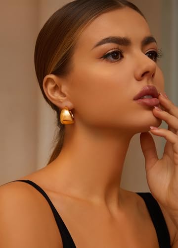 IFKM 24 Pairs Gold Hoop Earrings Set for Women Hypoallergenic Chunky Chain Twisted Open Hoops Dangle Earring Packs for Birthday Party Christmas Fashion Jewelry Gift - color: 9 Pairs Gold