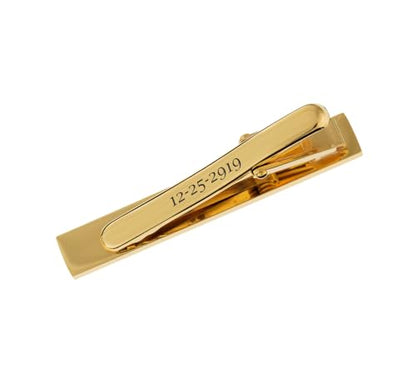 Personalized Gold Beveled Edge Cufflinks & Tie Clip Set Monogram Custom Engraved Free - Men’s Formal Gift - Ships From USA