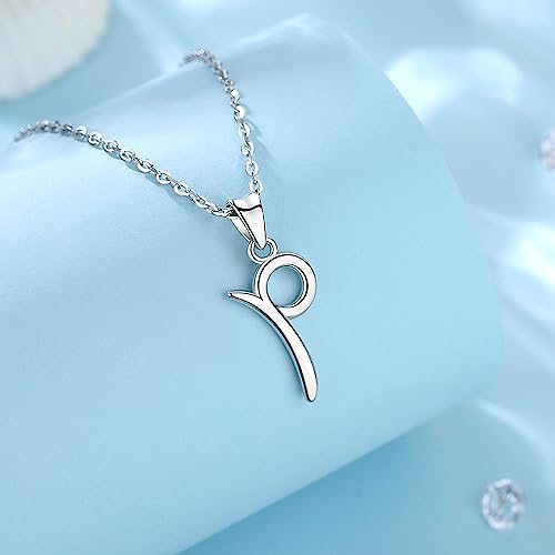 EUDORA Sterling Silver Initial Necklaces for Women, Classic 26 Letter Neckless Gifts for Girls, Sister, Mother Daughter, 18 inch Chain - style: P