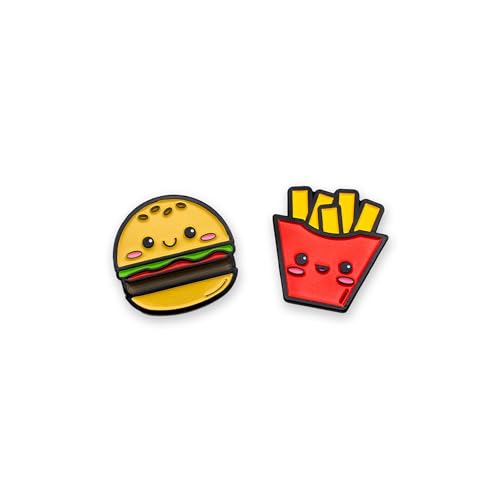 Enamel Pin Set (2 Pins Per Set) for Backpack, Bag, Lapel, Kawaii Button Collector - style: Burger & Fries
