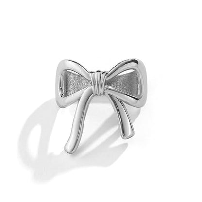 Bowknot Oblate Silk Scarf Ring Brooch for Women Metal Elegant Bow Butterfly Shawl Scarves Buckle Wrap Clasp Clip Rings Brooches Fashion Delicate Wedding Anniversary Dress Accessories Jewelry - color: Silver Plated
