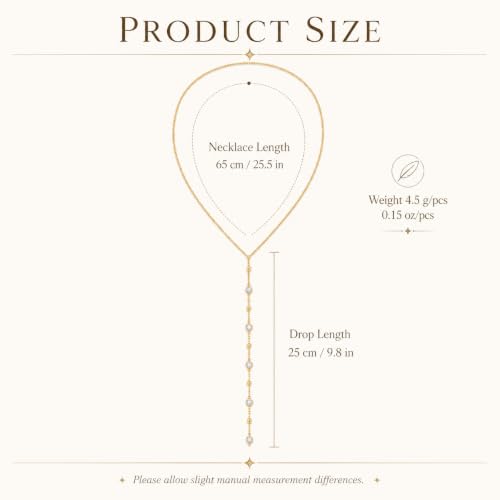 Frodete Gold Lariat Necklace for Women Long Gold Drop Necklace with Clear Beads Adjustable Y Necklace for Dresses Party Vacation - color: B1:gold long necklace
