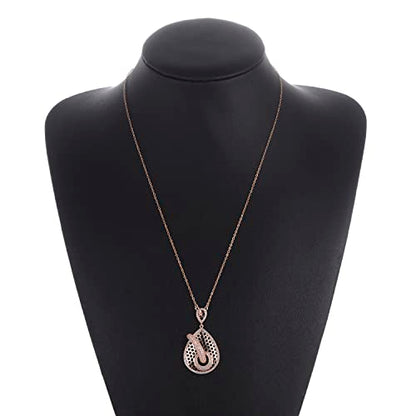 Shinny Tear Drop Fashion Hollowed Pattern Gold Pendant Statement Necklaces for Women Party Prom Gift
