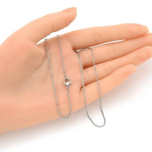 Adabele 304 Surgical Stainless Steel Flat Cable Chain Necklace 18 20 22 24 Inch Cute Small Non Tarnish Waterproof Women Jewelry - size: 22 Inch - 5pcs, style: 1.5mm width