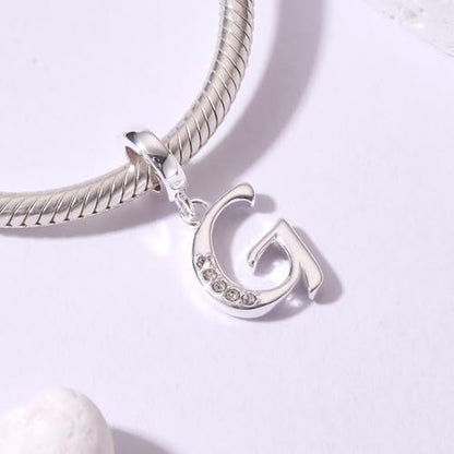 925 Sterling Silver Initial Charm fits Pandora, Gift for Mom Wife | Christmas,Birthday,Mother's Day, Anniversary, Valentine's Day - color: Letter G