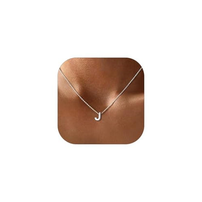 ChicSilver 925 Sterling Silver Initial Necklace for Women Dainty Letter Jewelry Personalized Gift - style: 10.J