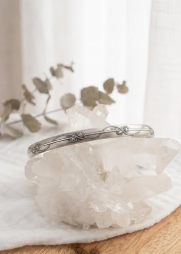 Sterling Silver Floral Vine Cuff Bracelet, .925 Silver, Boho Engraved Bangle, Adjustable 6" with 1" Opening
