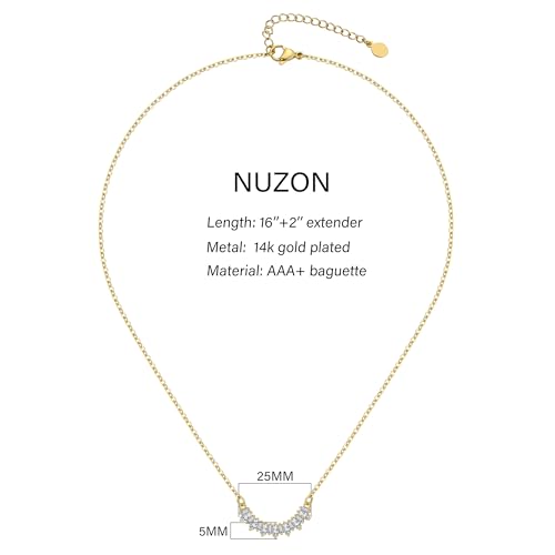NUZON Sunburst Heart / 2-Tone Interlocking/CZ Evil Eye/Single Pearl/Love Heart Pendant Necklace for Women 14K Gold Chain Necklace Chunky Statement Jewelry - color: CZ Smile
