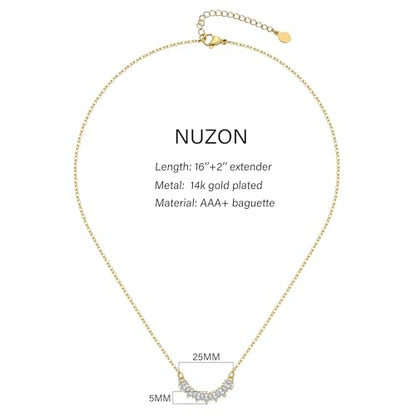 NUZON Sunburst Heart / 2-Tone Interlocking/CZ Evil Eye/Single Pearl/Love Heart Pendant Necklace for Women 14K Gold Chain Necklace Chunky Statement Jewelry - color: CZ Smile