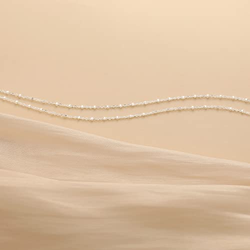 Freekiss Sparkle Glitter Waterproof Ankle Bracelets for Women Trendy | Dainty Layered Anklet for Women Adjustable Womens Anklet Set Stackable Beaded Cuban Link Anklets Beach Jewelry for Women - color: ANKLET-Single clasp beaded chain-SL