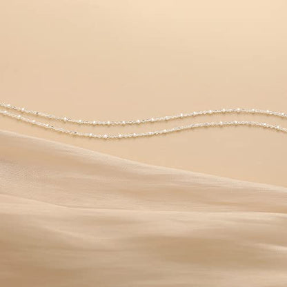 Freekiss Sparkle Glitter Waterproof Ankle Bracelets for Women Trendy | Dainty Layered Anklet for Women Adjustable Womens Anklet Set Stackable Beaded Cuban Link Anklets Beach Jewelry for Women - color: ANKLET-Single clasp beaded chain-SL
