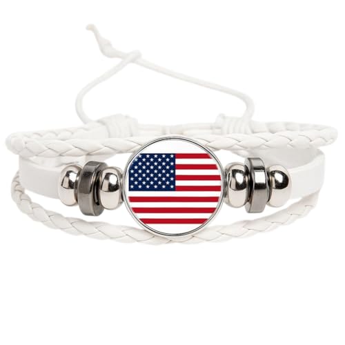 World Cup National Team Soccer Fan Bracelet – Faux Leather – Sports Fashion Jewelry - color: USA White