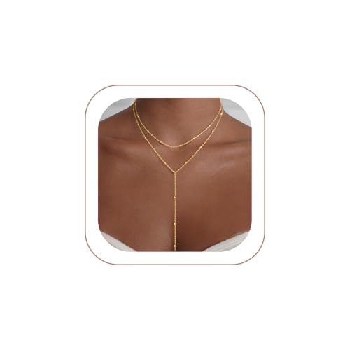 VIROMY Gold Long Y Necklaces for Women Trendy - Dainty Lariat Chain Drop Pendant Necklace for Women Gold Statement Jewelry - color: Y Necklace 02