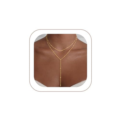 VIROMY Gold Long Y Necklaces for Women Trendy - Dainty Lariat Chain Drop Pendant Necklace for Women Gold Statement Jewelry - color: Y Necklace 02