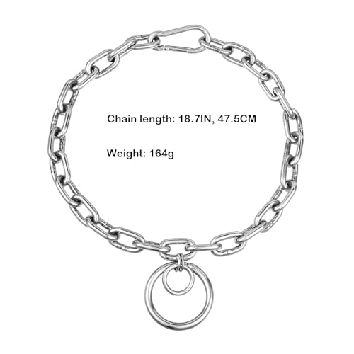 Statement Thick O Ring Chain Choker Stainless Steel Heavy Chunky Chain collar Silver Punk Goth Grunge Alternative Industrial For Women Jewelry - size: 18.7, style: 4MM-1