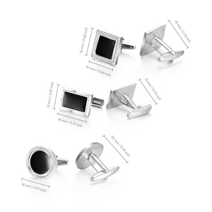 wynameleri Cufflinks Set 6 Pairs for Men, Business Formal Shirts Buttons Cuff Link Packed in Case - color: B0206003
