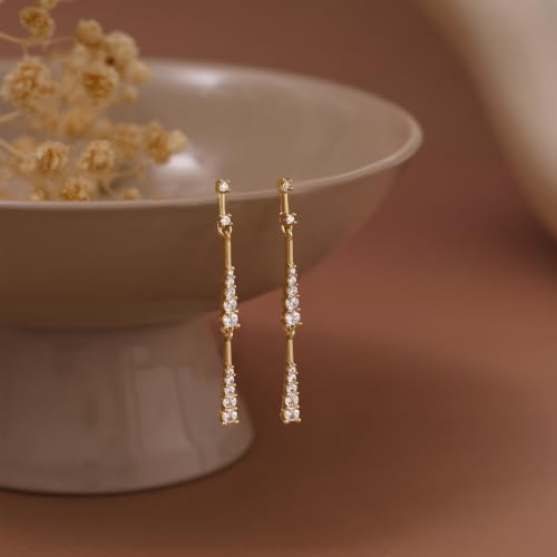 Dangle Earrings for Women,Dainty 14K Gold Plated Long Earrings Statement Gold Drop Earrings Unique Long Earrings For Women Trendy Jewelry Fashion Accessories - color: dangle1-Gold