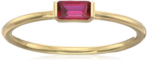 Amazon Essentials 18K Yellow Gold Plated Sterling Silver Cubic Zirconia Fashion Stackable Ring - color: Created Ruby,July, size: 7
