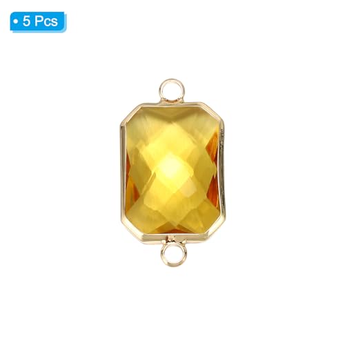 PATIKIL Birthstone Connector Link, Diamond Clear Charm Links, Glass Jewelry Findings Crystal Bead Link for Drop Dangle Pendants Necklace Bracelet Earring - color: Golden Tone