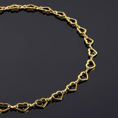 UMAOKANG 3 Meters Gold Plated Stainless Steel Chains for Jewelry Making Hollow Heart Chain Bulk on Spool with Jump Rings and Lobster Clasps - color: Heart Gold