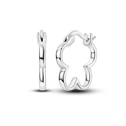 NARMO 925 Sterling Silver Earrings for Women Hypoallergenic Hoop Earrings - color: Flower Shaped