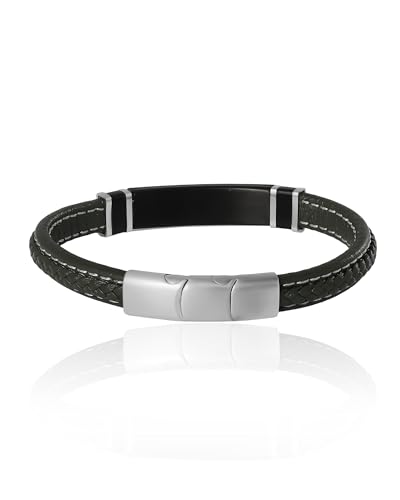 Lucky Brand Stainless Steel and Braided Bracelet for Men 8.5" | Braided Multirow Bracelet