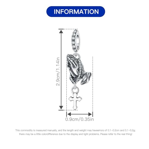 CYCUFF 925 Sterling Silver Charms Suitable for Charm Necklaces, Bracelet Pendants Beads Jewellery Gift for Women - color: Praying Hands Charm