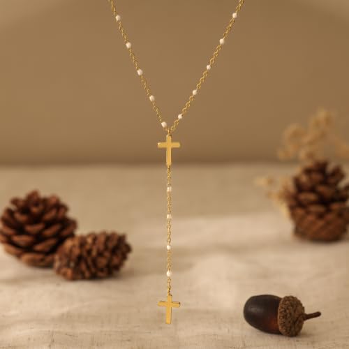 Gold Necklace for Women, Dainty Long Necklace 14k Gold Plated Lariat Long Necklaces for Women Trendy Simple Statement Drop Necklace Fashion Body Chain Prom Jewelry Gold Accessories - color: 2-Gold