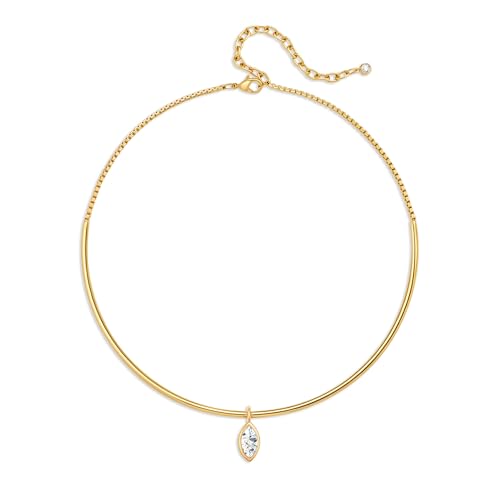 14K Gold Plated Collar Choker Necklace for Women Charm Jewelry | Trendy Dainty Statement Fashion Cubic Zirconia Pendant Necklace - color: 94A