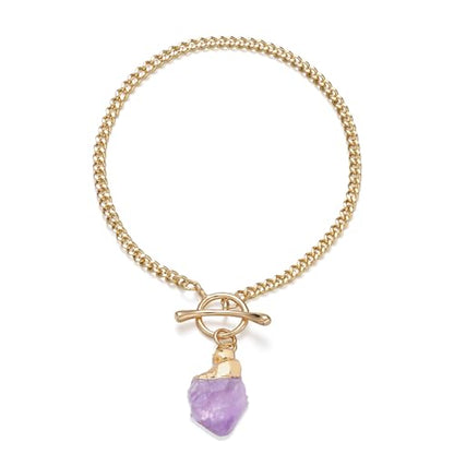 Crystal Bracelet for Women, Dainty 14K Gold Plated Chain Bracelet | Handmade Healing Crystals and Stones Spiritual Jewelry Gifts for Women - style: Amethyst Bracelet