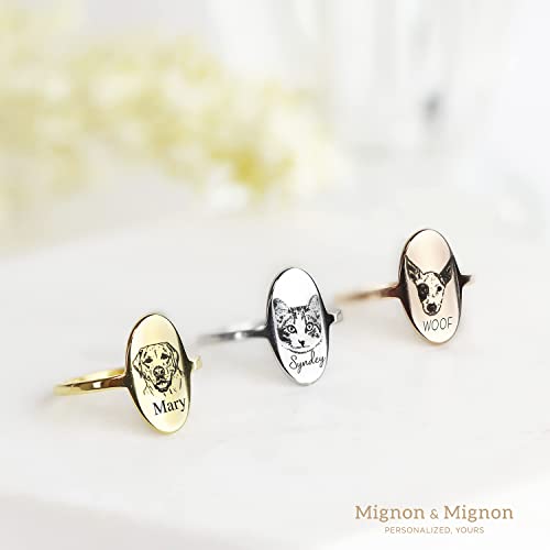 MignonandMignon Custom Pet Portrait Jewelry Mother's Day Gift Dog Lover Personalized Ring for Her Cat Lover Unique - OR-AP