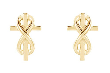 AFFY 14K Gold Plated 925 Sterling Silver Plain Minimalist dainty Stud Earrings Jewelry For Her Women Birthday Gift - color: Infinity-Inspired Cross