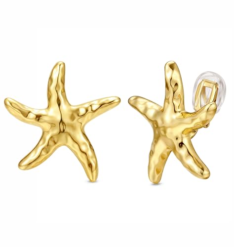 ORAZIO Clip On Earrings Women Geometric Statement Unique Non Pierced Earrings 14K Gold Plated Knot Chunky Drop Dangle Hoop Stud Clip-on Earrings for Women Trendy - color: Style F-Gold Plated