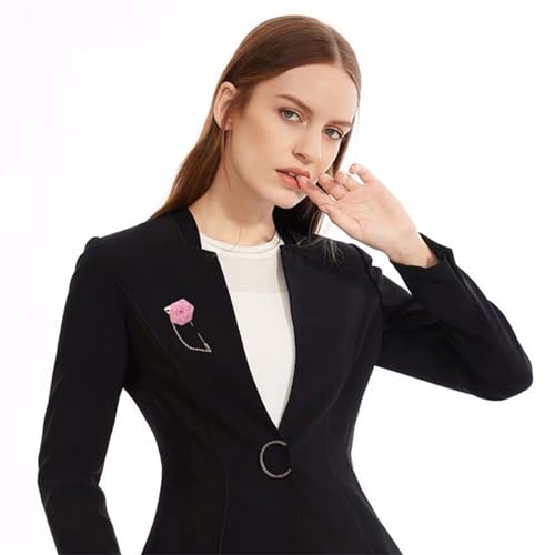 WCRAZYE Men Cloth Rose Flower with Gold Leaf Brooches Men's Satin Lapel Pins with Metal Chain Red Blue Rose Floral Lapel Stick Handmade Boutonniere Pins for Suit Wedding Brooch Career Suit Tuxedo of Shirts Tie Hat Scarf for Birthday Wedding Gift - color: