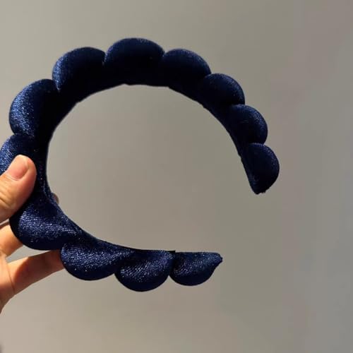 Fashion Headbands for Women Padded Fabric Hair Bands Wide Velvet Non Slip Headband Hair Accessories for Women Girls (Navy Blue) - color: Navy Blue