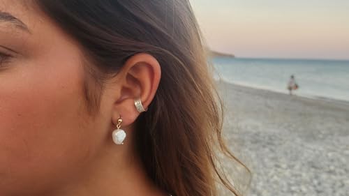 Ear Cuff for Non Pierced Ears Cartilage helix Hammered Ear Cuff for Women Jewelry Earring - color: Silver