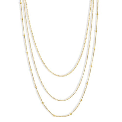 CONRAN KREMIX Waterproof Gold Necklace Layered Necklaces for Women Non Tarnish,14k Gold Plated Stainless Steel Dainty Stack Thin Chain Necklace Set for Women Gifts Jewelry - color: Gold-10