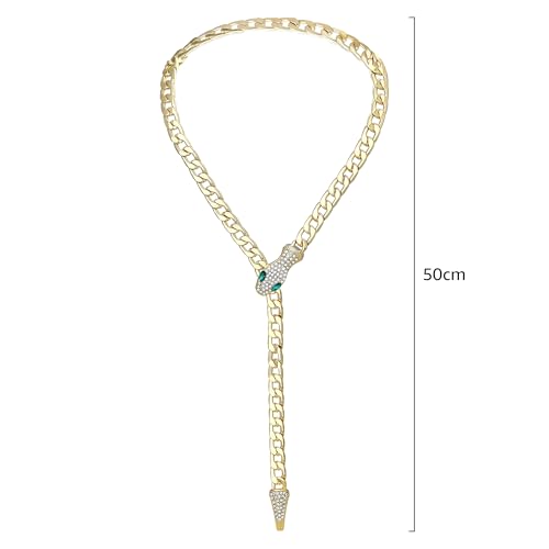Bendable Snake Chain Necklace for Women Arm Cuff Flexible Twisty Multi-purpose DIY Bracelet and Punk Choker Trendy Medusa Snake Jewelry Gift - style: Green Eye Snake Gold