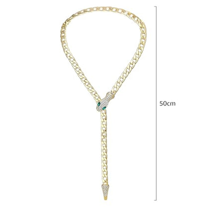 Bendable Snake Chain Necklace for Women Arm Cuff Flexible Twisty Multi-purpose DIY Bracelet and Punk Choker Trendy Medusa Snake Jewelry Gift - style: Green Eye Snake Gold