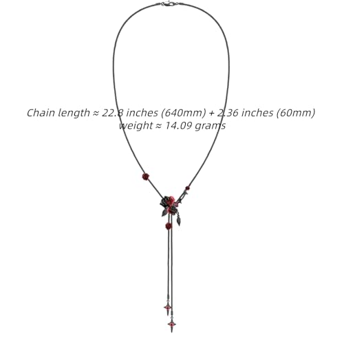 Gothic style red and black rose necklace fashionable long tassel necklace personalized women's accessories flower accessories MO43