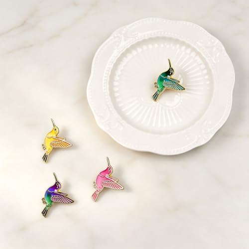 2/4/5/20pcs Funny Enamel Pins Bulk - Aesthetic Hard Enamel Lapel Pins Set, Art Brooches for Backpacks, Jackets, Hats, Bags, Lanyards, Cute Animal Pins for Adults, Kids, Women, Men - style: 4pcs Hummingbird
