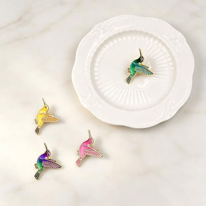 2/4/5/20pcs Funny Enamel Pins Bulk - Aesthetic Hard Enamel Lapel Pins Set, Art Brooches for Backpacks, Jackets, Hats, Bags, Lanyards, Cute Animal Pins for Adults, Kids, Women, Men - style: 4pcs Hummingbird