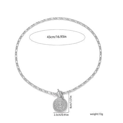 Coin Necklace for Women Hip Hop Toggle Medallion Pendant Necklace Trend Silver Pressed Flower Necklace Charm Punk Statement Jewelry Gifts Gold Silver