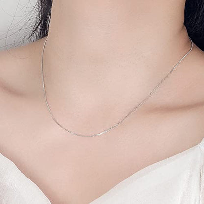 Dankadi Italian 925 Sterling Silver Necklace For Women 0.9mm Box Chain 1.3mm Rolo Chain O-Chain Lobster Claw Clasp - Pendant Chain - 16 "18" 20 "22" 24 "26" Jewelry Gift - color: Box Chain, size: 28 inches