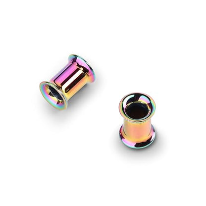 2Pcs G23 Titanium Double Flared Earrings Internally Threaded Gauges for Ears Weights Eyelet Tunnel Plug Stretching Kit From 3mm to 25mm Women Men - color: Rainbow, size: 7mm-1G