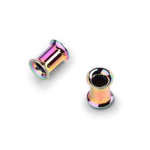 2Pcs G23 Titanium Double Flared Earrings Internally Threaded Gauges for Ears Weights Eyelet Tunnel Plug Stretching Kit From 3mm to 25mm Women Men - color: Rainbow, size: 6mm-2G