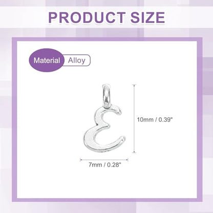 uxcell A-Z Alphabet Charm, Metal Alphabet Letter Charm Initial Charm Pendant Bead for Necklaces Bracelets Jewelry Making Craft - color: Silver E