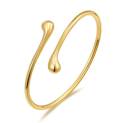 Chunky 14k Gold Cuff Bracelets for Women - Non Tarnish Teardrop Bangle Multi-layer Cross Wire Open Bracelets - color: 05 Gold-Teardrop Cuff Bracelets
