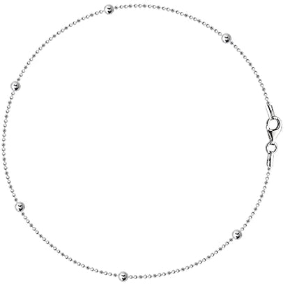 Savlano 925 Sterling Silver 9, 10 Inches Chain Anklet for Women Comes With a Gift Box - style: DC Bead/3mm Bead